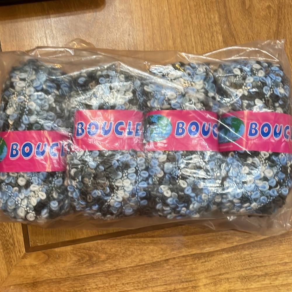 Dark Horse Yarn Blue, Brown & Tan Boucle Yarn. See Label For Content And Weight.